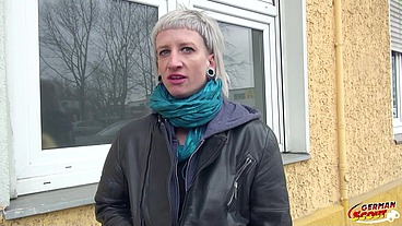 German Scout - Skinny Emo Teen Luna in Street Porn Casting