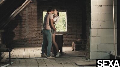 Her Big Natural Tits Bounce as She Fucks on Construction Site