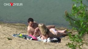 busty teen pawg caught pounding boyfriend hard on public sand
