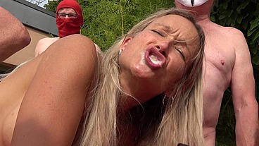 Sexy Granny and Brit MILF CarPark GangBang