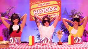 Lesbian Ebony babe fucks two competitors