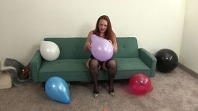Balloon Pop in Lingerie and Heels