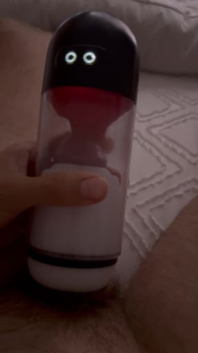 Rotating tongue licking toy licks my cock head
