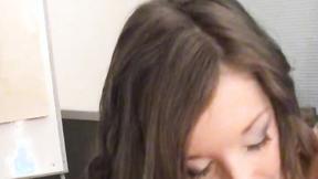 ”Horny teen deepthroats huge dick before hardcore drilling”