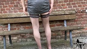 Emily Rossi Crossdresser Masturbates Her Ass and Cock Outdoors and Cums on Her Nylon Feet