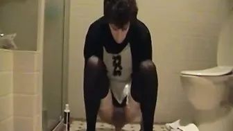 Sissy maid in anal solo with dildo
