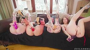 Kristy Black, Megan Inky, Monika Wild, Eden Ivy - Four-Chick Anal Toy Gaping & A2m Orgy