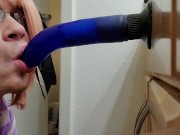 Astolfo cosplayer sucks dildos