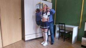 Ness_Bondage school-girl_Gagging_Hopping_Tr7_Tel_Part 1