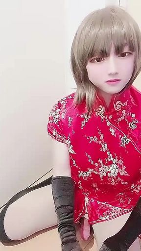 Must-share moment from &quot;Japanese crossdresser Miya masturbates with Chinese red dress 8&quot;