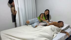My Horny Boyfriend Gives Me a Hard Fuck No Matter That My Little Stepbrother Is by Our Side.