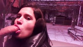 Sucking a stranger'_s cock outdoors
