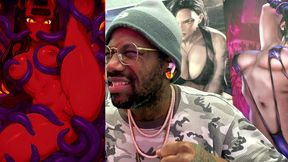 tight bald pussy demon girl getting fucked by tendrils, ai generated