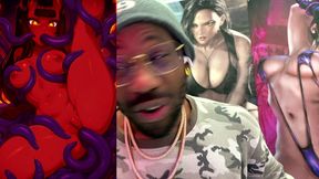 tight bald pussy demon girl getting fucked by tendrils, ai generated