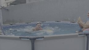 Pool party for Russian slut ends in gangbang with DP - 1 197