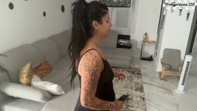 I clean my house and my slave gets on my ass