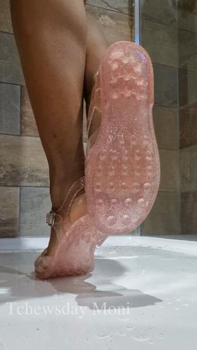 Shower Serenity: Barefoot Cleansing