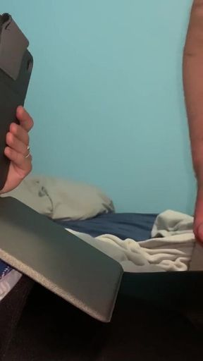 I jerk off and I cum on my girlfriend's black leggings