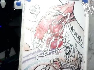 This babe Sucked The Soul Outta My Nuts for a Gigantic Load w/ Xray Vision - Drawing Timelapse by Drenched