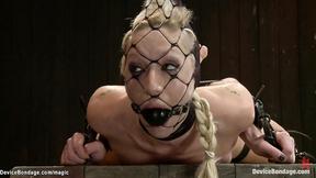 ”Strapped blonde vibed by black master”