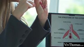 Sexy blonds shows lesbian how to pleasure women