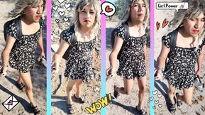 Cute Ladyboy In Public With Very Hot Mini Skirt And Sandals