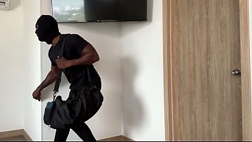 Busty blonde does anal for the first time with a big black cock - secret masked man arrives at the right house