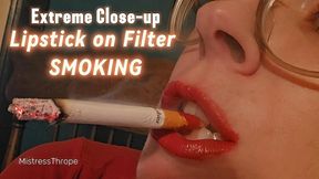 Extreme Close-up Lipstick on Filter Smoking HD