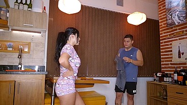 My stepbrother fucks me really hard in the kitchen - Sara Films