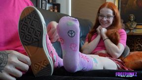 Little Redhead Amy Quinn's Feet Fun (Part 1 - Sock Strip Foot Worship)