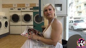 Busty blonde Kimi gets double-stuffed with two hard cocks