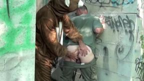 funny porn with gay fucked his friend dressed in bear outdoor