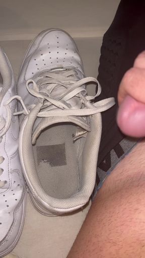 Rough cumshot in smelly Nike AFOs sneaker