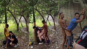peguei no flagra o torcedor fudendo o cu do garoto gay nas trilhas do parque.