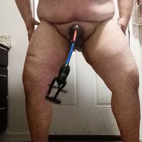 Mofo2121 twerks with cock pump on and plug in his ass