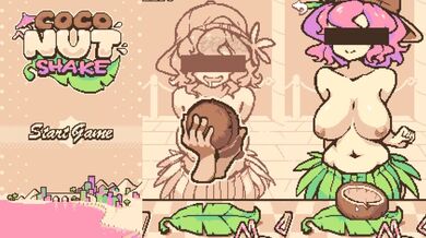 CocoNut Shake [Pixel Hentai game] Huge breast milking on the beach