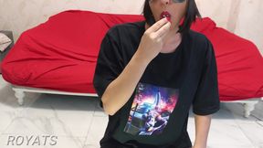 Cum While Riding Dildo in Sneakers and Pantyhose