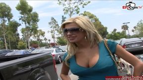 Blonde slut with big boobs pick up at the street