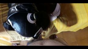 Rough blowjob and deepthroat in black sexy outfit &ndash; POV