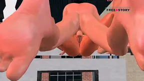 Cute Anime Girl Fucks Man In Machinery Position While Handjobbing Another