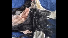 Piss and cum on best friends used panties!