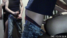 ”Queue for the gay butt”