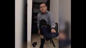 Colombian Goddess Shows Off Sheer Stockings For Foot Worship After Work