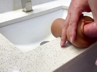 Pissing And Blowing 2 Loads in Hotel Baths