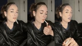 Leather and smoking, Late night cig, dangling & slow exhales. My hair up in a bun - Smokingrapunzel
