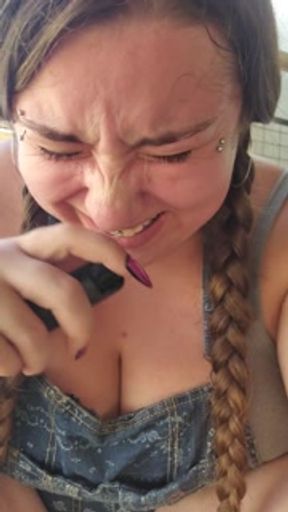 Young Slut takes a hit off My Vape! Now we give it a minute!