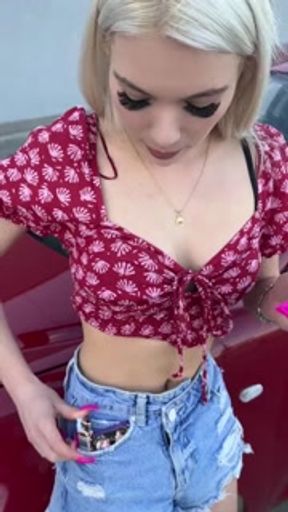 A nice blondie teen is smoking and spitting