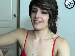 Amateur brunette Michelle with small tit