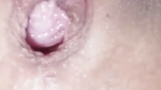 chick with a crazy hot face shows you her tight vagina up close makes contractions and fucks herself