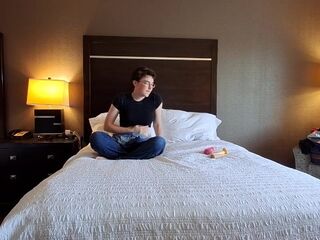 Trans Femboy Uses Toys to Cum for U in His Hotel Room -- Amateur Episode